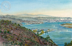 Cabrillo Point, California watercolor art by Ken Goldman. HD giclee art prints for sale at CaliforniaWatercolor.com - original California paintings, & premium giclee prints for sale