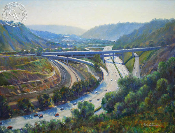 Ken Goldman-I-5 South from La Jolla Scenic Drive, an original California oil painting for sale, original California art for sale - CaliforniaWatercolor.com