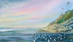 Moonlight Beach, a California oil painting by Ken Goldman. HD giclee art prints for sale at CaliforniaWatercolor.com - original California paintings, & premium giclee prints for sale