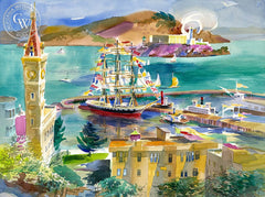 Bay from Russian Hill, 2004, California art by Ken Potter. HD giclee art prints for sale at CaliforniaWatercolor.com - original California paintings, & premium giclee prints for sale