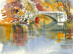 Cass Street Bridge, California art by Ken Potter. HD giclee art prints for sale at CaliforniaWatercolor.com - original California paintings, & premium giclee prints for sale