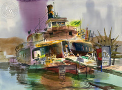 San Rafael Ferry, 1978, California art by Ken Potter. HD giclee art prints for sale at CaliforniaWatercolor.com - original California paintings, & premium giclee prints for sale