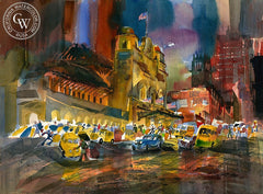 VJ Day, Southern Pacific Station, 1973, California art by Ken Potter. HD giclee art prints for sale at CaliforniaWatercolor.com - original California paintings, & premium giclee prints for sale