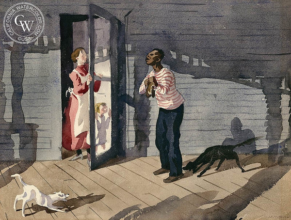 Wandering Minstrel, c. 1930's, California art by Lee Blair. HD giclee art prints for sale at CaliforniaWatercolor.com - original California paintings, & premium giclee prints for sale