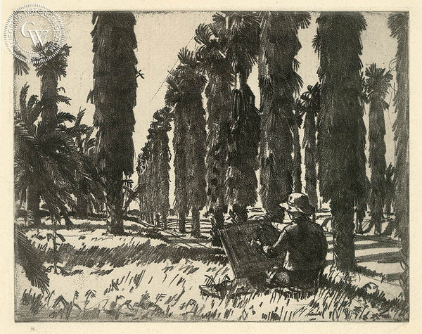 Painting in the Grove, California art by Lee Blair. HD giclee art prints for sale at CaliforniaWatercolor.com - original California paintings, & premium giclee prints for sale