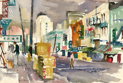 Chinatown, California art by Lois Green Cohen. HD giclee art prints for sale at CaliforniaWatercolor.com - original California paintings, & premium giclee prints for sale