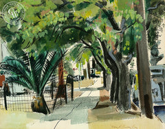 Los Angeles, 1943, California art by Mary Finley Fry. HD giclee art prints for sale at CaliforniaWatercolor.com - original California paintings, & premium giclee prints for sale