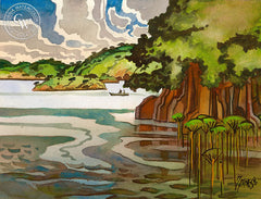 Source of the Nile, Uganda, 1988, California art by Milford Zornes. HD giclee art prints for sale at CaliforniaWatercolor.com - original California paintings, & premium giclee prints for sale