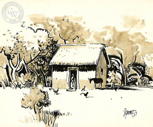 At El Cobano, Manzanillo, Mexico, 1971, a California watercolor painting by Milford Zornes. HD giclee art prints for sale at CaliforniaWatercolor.com - original California paintings, & premium giclee prints for sale