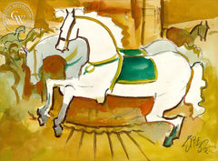 Carousel Horses, 2000, California art by Milford Zornes. HD giclee art prints for sale at CaliforniaWatercolor.com - original California paintings, & premium giclee prints for sale