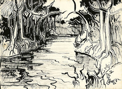 The River, 1982, a California watercolor painting by Milford Zornes. HD giclee art prints for sale at CaliforniaWatercolor.com - original California paintings, & premium giclee prints for sale