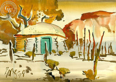 The Turquoise Door, 1998, California art by Milford Zornes. HD giclee art prints for sale at CaliforniaWatercolor.com - original California paintings, & premium giclee prints for sale