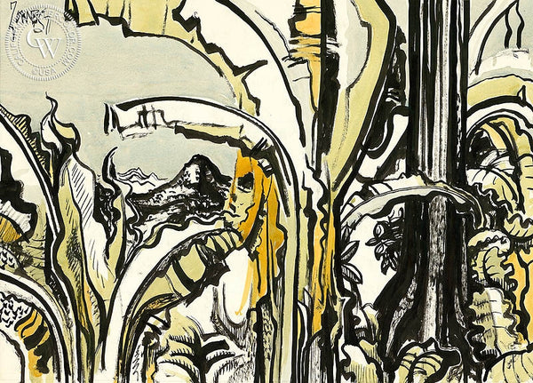 Palm Trees, 1971, California art by Milford Zornes. HD giclee art prints for sale at CaliforniaWatercolor.com - original California paintings, & premium giclee prints for sale