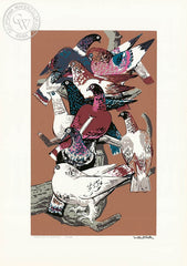 Millard Sheets - Birds of a Feather, c. 1940's - California art - fine art print for sale, giclee watercolor print - Californiawatercolor.com