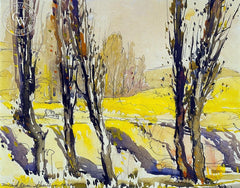 California watercolor by Millard Sheets, California Poplars, 1928