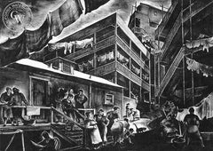 Family Flats, 1934, California art by Millard Sheets. HD giclee art prints for sale at CaliforniaWatercolor.com - original California paintings, & premium giclee prints for sale