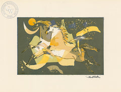 Millard Sheets - Horses in Motion, c. 1940's - California art - fine art print for sale, giclee watercolor print - Californiawatercolor.com