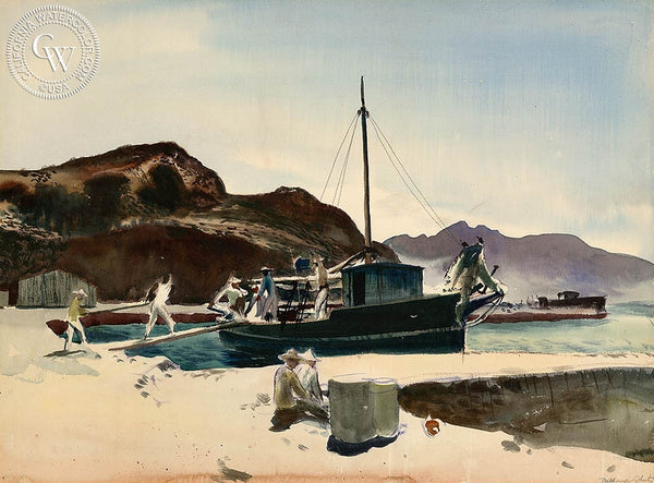 Mexican Coast, 1950, California art by Millard Sheets. HD giclee art prints for sale at CaliforniaWatercolor.com - original California paintings, & premium giclee prints for sale