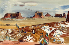 Monument Valley, 1944, California art by Millard Sheets. HD giclee art prints for sale at CaliforniaWatercolor.com - original California paintings, & premium giclee prints for sale