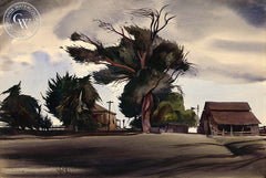 Storm Shadows, 1933, California art by Millard Sheets. HD giclee art prints for sale at CaliforniaWatercolor.com - original California paintings, & premium giclee prints for sale