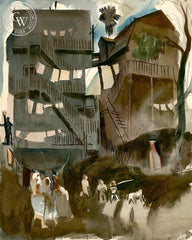 The Tenement, 1928, California art by Millard Sheets. HD giclee art prints for sale at CaliforniaWatercolor.com - original California paintings, & premium giclee prints for sale