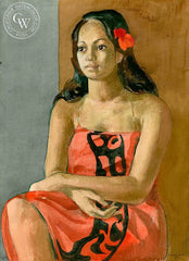 Young Lady of Iaamea, 1979, California art by Millard Sheets. HD giclee art prints for sale at CaliforniaWatercolor.com - original California paintings, & premium giclee prints for sale