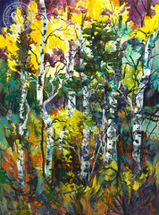Last Light, Taylor Creek, UT, California art by Miri Weible. HD giclee art prints for sale at CaliforniaWatercolor.com - original California paintings, & premium giclee prints for sale