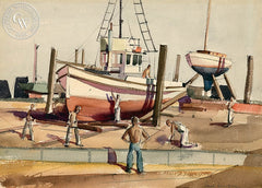 Drydock, California art by Paul Sample. HD giclee art prints for sale at CaliforniaWatercolor.com - original California paintings, & premium giclee prints for sale