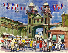 Haiti, Downtown, 1954, California art by Phil Paradise. HD giclee art prints for sale at CaliforniaWatercolor.com - original California paintings, & premium giclee prints for sale