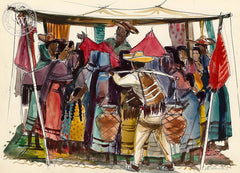 San Miguel de Allende, Gifted, 1953, California art by Phil Paradise. HD giclee art prints for sale at CaliforniaWatercolor.com - original California paintings, & premium giclee prints for sale