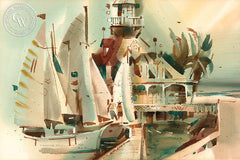 Coronado Sails, 1969, California art by Rex Brandt. HD giclee art prints for sale at CaliforniaWatercolor.com - original California paintings, & premium giclee prints for sale