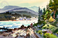 Fishermen, California art by Robert Landry. HD giclee art prints for sale at CaliforniaWatercolor.com - original California paintings, & premium giclee prints for sale
