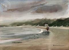 Strolling the Beach, California art by Robert Hiram Meltzer. HD giclee art prints for sale at CaliforniaWatercolor.com - original California paintings, & premium giclee prints for sale