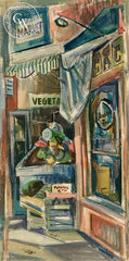 The Market, California art by Robert Uecker. HD giclee art prints for sale at CaliforniaWatercolor.com - original California paintings, & premium giclee prints for sale