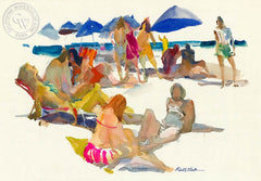 Sun Bathers, California art by Robert E. Wood. HD giclee art prints for sale at CaliforniaWatercolor.com - original California paintings, & premium giclee prints for sale