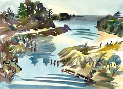 Casper Creek, California art by Ron Hanner. HD giclee art prints for sale at CaliforniaWatercolor.com - original California paintings, & premium giclee prints for sale