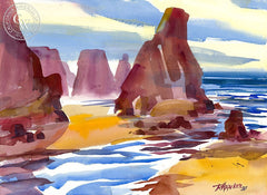 Hare Creek, Mendocino, California art by Ron Hanner. HD giclee art prints for sale at CaliforniaWatercolor.com - original California paintings, & premium giclee prints for sale