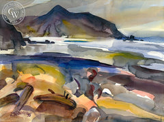 Mendocino Bay III, California art by Ron Hanner. HD giclee art prints for sale at CaliforniaWatercolor.com - original California paintings, & premium giclee prints for sale