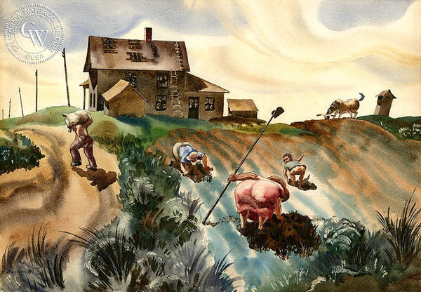 Buttresses of the Land, 1940, California art by Standish Backus Jr.. HD giclee art prints for sale at CaliforniaWatercolor.com - original California paintings, & premium giclee prints for sale
