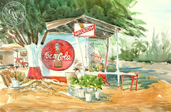 Coca Cola, California art by Steve Santmyer. HD giclee art prints for sale at CaliforniaWatercolor.com - original California paintings, & premium giclee prints for sale