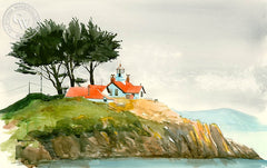 Crescent City Lighthouse, California art by Steve Santmyer. HD giclee art prints for sale at CaliforniaWatercolor.com - original California paintings, & premium giclee prints for sale