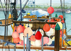 Dana Point Harbor, California art by Steve Santmyer. HD giclee art prints for sale at CaliforniaWatercolor.com - original California paintings, & premium giclee prints for sale