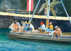 Keauhou Bay, Kona, Hawaii, California art by Steve Santmyer. HD giclee art prints for sale at CaliforniaWatercolor.com - original California paintings, & premium giclee prints for sale