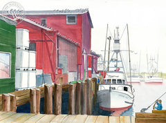 Newport, OR, California art by Steve Santmyer. HD giclee art prints for sale at CaliforniaWatercolor.com - original California paintings, & premium giclee prints for sale