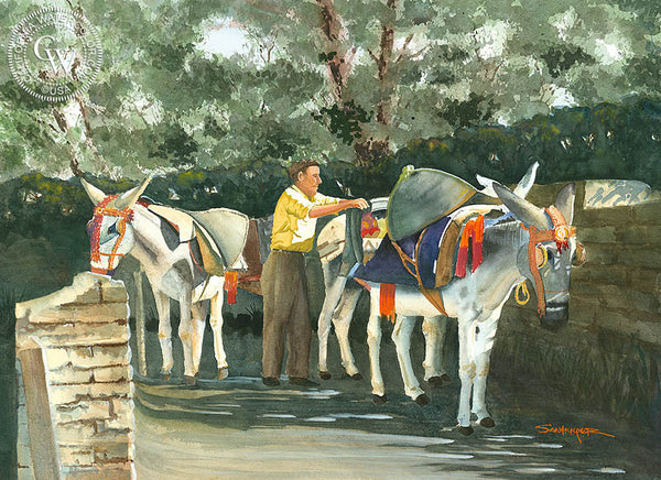 Working on the Alhambra, California art by Steve Santmyer. HD giclee art prints for sale at CaliforniaWatercolor.com - original California paintings, & premium giclee prints for sale