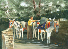 Working on the Alhambra, California art by Steve Santmyer. HD giclee art prints for sale at CaliforniaWatercolor.com - original California paintings, & premium giclee prints for sale