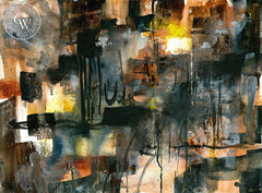 Industry, California watercolor art by Tom Fong. Original California watercolor painting for sale, fine art giclee print for sale, Industrial scene art, abstract art, CaliforniaWatercolor.com