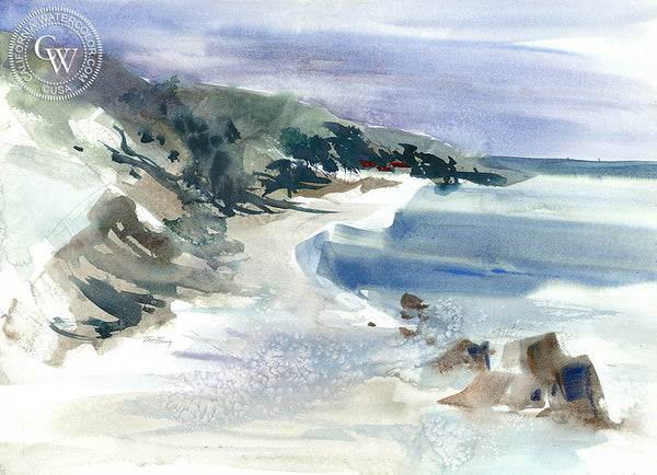 The California Coast, California watercolor art by Tom Fong. Original California watercolor painting for sale, fine art giclee print for sale, coastal artwork, CaliforniaWatercolor.com
