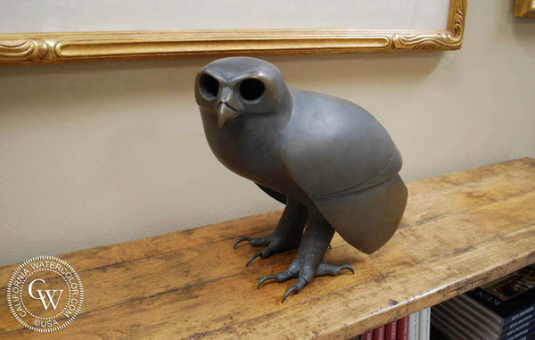 Tom Van Sant - A bronze sculpture of an Owl, Original bronze sculpture for sale, bronze wildlife sculpture, CaliforniaWatercolor.com