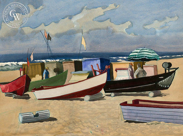 After the Catch, Mexico, California art by Tom Van Sant. HD giclee art prints for sale at CaliforniaWatercolor.com - original California paintings, & premium giclee prints for sale